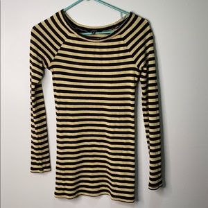Express Metallic Gold & Black Long Sleeve Top